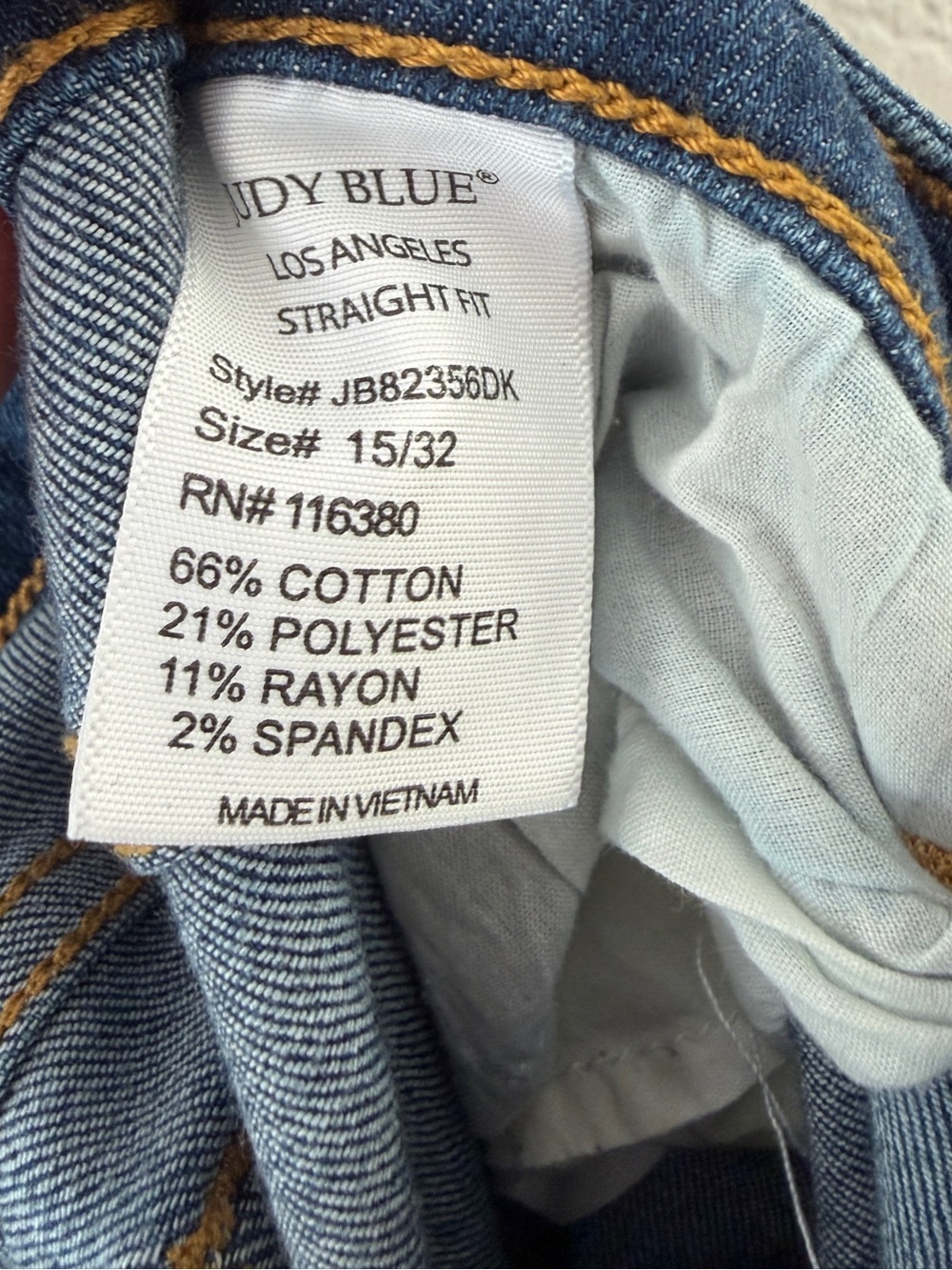 Judy Blue Straight Fit Jeans Dark Wash High Rise Size 15/32 Fits Womens 16 - Picture 5 of 6